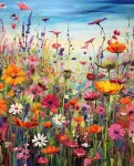 Aapxi pie&scaron;imas pagal skaičius suaugusiems Gėlių pieva - pie&scaron;imas pagal skaičius pradedantiesiems ir vaikams, drobės meno sienų dekoracija gamtos motyvais 40 x 30 cm (be rėmo)