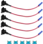 Kolacen Automobilinis automobilio sunkvežimio 5 dalių 16 gabarito grandinės saugiklio Tap adapteris žemo profilio mini mentės tipo saugikliui + 5 vienetai 15apm žemo profilio mini saugiklis