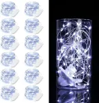 Encham 12 vnt. kalėdinių lempučių rinkinys, baltos spalvos varinės vielos lemputės, 2 m, 20 led, su baterijomis, skirtos vakarėliams, Kalėdoms, Helovinui, vestuvėms, vidaus ir lauko dekoracijoms