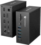 Hopday 18-in-1 Thunderbolt 3 dokas, skirtas Usb-c ne&scaron;iojamiesiems kompiuteriams, 100w įvestis, įkrovimas ne&scaron;iojamam kompiuteriui, telefonui, 8k Dp, 1 Gbps Ethernet, audio, Usb-a 10gbs, Usb-c 10gbs, Sd/tf, optinė i&scaron;vestis (juodas)
