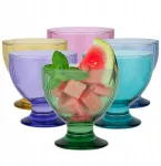 Taurės desertams ledams rifliuotos dryžuotos mix spalvų 6x500ml lenki&scaron;kos