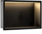 REA įleidžiama vonios kambario lentyna su LED, 30x45 cm, Juodas