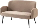 Dvivietė sofa su aksominiu apmu&scaron;alu ir metalinėmis kojelėmis, ruda, 132 &times; 70 &times; 82 cm