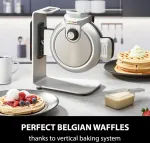 Vaflinė Caso Waffleup vertikalus vaflių keptuvas, testų įvertinimas: labai geras, belgi&scaron;kas vaflių keptuvas, belgi&scaron;ki vafliai, 5 skrudinimo lygiai, dviguba nelipni danga, sidabrinis