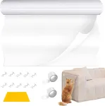 Mogugo katės draskymo plėvelė, lipni apsauga nuo draskymo, sofa katei, 3 m x 30 cm, apsauginė plėvelė su 10 varžtų ir 2 nano juostomis katėms, skirta sofos durų baldų sienų apsaugai nuo draskymo