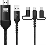 Duobagma 3 viename usb c į hdmi suderinamas kabelis 2k 60hz micro usb type-c į hdmi adapterio keitiklis usb 5v maitinimo &scaron;altinis