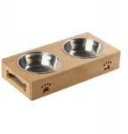 Bamboo Pet dvigubas dubuo su animaciniu paveikslėliu, apsaugantis nuo slydimo, lengvai valomas
