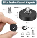 8 vnt. 22 mm Neodimio magnetai su M4 sriegiu, 5.5kg traukos jėga