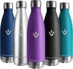 Vikaster Termosas 500 ml, nepralaidus termosas 0.5 l, be bpa daugkartinio naudojimo termosas, nerūdijančio plieno gertuvė dviračiui, stovyklavimui, jogai, sporto salei, fitnesui, mokyklai, kelionėms, lauke