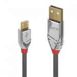 USB Laidas - LINDY Cromo Line USB 2.0 Tipo A į Micro-B Laidas, M/M, 480Mbps, 3 m, Pilkas