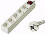 PREMIUMCORD Prailginamasis laidas 230V 5m, 5 lizdai + jungiklis, baltas