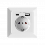 Orno Viengubas elektros lizdas 2P+Z (Schuko) su USB-A ir USB-C jungtimis
