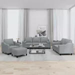 Sofa Sofos komplektas su pagalvėmis, 4 dalių, pilkas, audinys