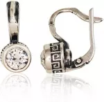 Sidabriniai auskarai angli&scaron;ku užsegimu, Metalas: Sidabras, Praba: 925&deg;, Akmuo: Cirkonai - 3.1 g. - 16 mm.
