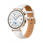 I&scaron;manusis laikrodis Huawei Watch GT 5 41mm Classic, Auksinės spalvos korpusas, su baltos spalvos odiniu dirželiu