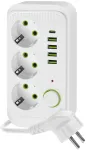 Ilgintuvas LINEA PRO, 3 ki&scaron;tukinių lizdų, 4xUSB-A, 1xUSB-C, su jungikliu, baltas, 5m