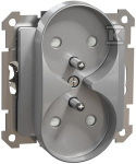 Schneider Electric Sedna Design, 2x2P+PE lizdas su langinėmis rėmų sistemai (Elements rėmams), sidabrinis aliuminis