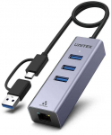 Unitek &scaron;akotuvas USB C 4w1 Ethernet 3xUSB 5 Gbps su adapteriu