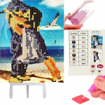 Realprices Deimantinės tapybos, siuvinėjimo, deimantinių mozaikų rinkinys, molbertas vaikams, 15x20cm