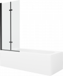 Vonia Mexen Vega su apdaila ir stiklo sienele, 180x80 cm + 80 cm (II), Baltas+Juodas/Transparent