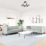 Svetainės sofa 2 vnt. &Scaron;viesiai pilka Aksomas