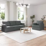 Sofa 2 pcs Tamsiai pilka Metalas
