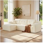 Songmics Vasagle Kampinė modulinė sofa 244 cm, i&scaron;skleidžiama, skalūno pilka, su &scaron;ezlongu kairėje