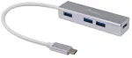 Equip USB-C į 4 prievadų USB 3.0 &scaron;akotuvas, USB 3.2 Gen 1 (3.1 Gen 1) Type-C, USB 3.2 Gen 1 (3.1 Gen 1) Type-A, 5000 Mbit/s, Sidabrinis, Aliuminis, Windows 10, Windows 7, Windows 8