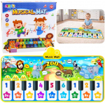 Lean Toys Interactive Dance Mat Piano Zoo Animals 10 Melodies 126 cm