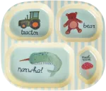 Rice - Melamine Kids 4 Room Plate - Mėlyna ABC Print - Mėlyna