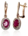 Diamond Sky Jewelry Auksiniai auskarai su deimantais ir rubinais &bdquo;Saulutė III&ldquo;
