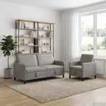 Sofa Sofos komplektas su saugojimu 2 vnt. &Scaron;viesiai pilka Poliesteris