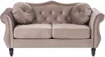 Beliani Dvivietė sofa SKIEN, veliūras, smėlio ir juodos spalvos