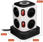 Huslog 15W Charging Station: 8 Outlets, 1 USB-C Port, 3 USB Ports, 1 Baltas LED Light