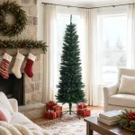 Artificial Slim Christmas Tree 180 cm PE ir PVC Žalia