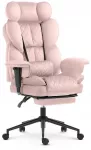 Hells Chair Biuro kėdė su kojų atrama ir reguliuojamais porankiais, veliūrinis audinys, rožinė