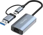 Oliveria USB-C tinklo adapteris su USB 3.0 ir RJ45 Gigabit Ethernet 1000 Mbps