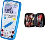Peaktech 3690 - skaitmeninis 5-in-1 multimetras ir Peaktech P 8200 - matavimo priedų rinkinys skaitmeniniam multimetrui, elektronikos asortimentas su bandymo kabeliu, laboratoriniais laidais, bandymo laidais, krokodilo spaustukais