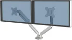 Fellowes monitoriaus laikiklis 2 monitoriams iki 32 colių (81,28 cm), Platinum Series monitoriaus laikiklis su dujine spyruokle, Usb prievadai - tvirtinamas spaustuku arba kabelio i&scaron;ėjimu - spalva: sidabrinė