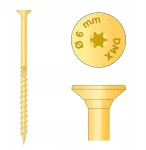 Domax Stogo sraigtas su įleidžiama galvute 6x140mm Cs 8vnt
