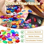 Zmdecqna 64 spalvingų deimantų rinkinys, akriliniai deimantai vaikams, deimantų kristalai, skaidrūs brangakmeniai vaikų gimtadieniui, piratų lobių paie&scaron;ka, velykinių kiau&scaron;inių dekoracijos vaikams
