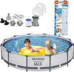 &Scaron;eimos karkasinis GARDEN baseinas, BESTWAY filtro siurblys