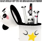 Dgtsyal 2 in 1 mink&scaron;tas silikoninis krep&scaron;ys kawaii penalas stalo ra&scaron;iklio laikiklis užtrauktuku silikoninis ra&scaron;iklio krep&scaron;ys spalvoti pie&scaron;tukai žymeklis biuro kolegijos mielos mokyklinės prekės gyvūnų ra&scaron;iklio laikiklis mergaitėms panda, balta, kawaii