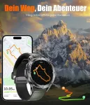 Lige gps i&scaron;manusis laikrodis vyrams, karinis, 48 mm, led žibintuvėlis/ip68 atsparus vandeniui/30+ dienų baterija, 1.43 amoled hd fitneso laikrodis su telefono funkcija, kompasas, barometras, altimetras, 110+ sporto režimų, android ios