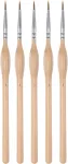 Sourcing map 5 vnt. detalių tapymo teptukų rinkinys, 11 mm smailus, 185 mm ilgio nailono plaukų miniatiūrinis tapymo teptukas akvarelei, aliejui, akriliniams dažams (1#), medžio spalvos