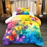 Yutnsan patalynės komplektas 135 x 200 cm spalvinga drugelio tema mergaitėms 2 dalių patalynės komplektas mikropluo&scaron;to spalvingas modernus antklodės užvalkalas ir pagalvės užvalkalas 80 x 80 cm