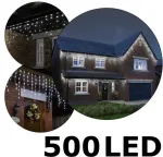 LED girlianda I&scaron;skirtinė lauko puo&scaron;mena 500LED varvekliai, 25m. ilgio, &scaron;altai baltos spalvos flash