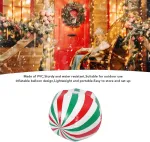 Luocute 60 cm pripučiamas kalėdinis kamuolys, didelis kalėdinis pvc dekoruotas kamuolys, saldainiai, didelės pripučiamos kalėdinės valtys, ornamentai, lauko dekoracijos, (modelis b, ry&scaron;kios raudonos ir žalios juostos)
