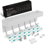 Fosien&reg; dizaino raktų pakaba su lentynėle ir magnetiniu laikikliu užra&scaron;ams, be gręžimo / prie&scaron;kambario dekoracija kaip raktų organizatorius / raktų pakaba juoda balta 3m lipnūs kabliukai ir magnetai, balta
