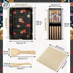 Mbsomnus 20 dalių su&scaron;i rinkinys - 12 serviravimo lėk&scaron;čių su dangteliais, maisto ruo&scaron;imo dėžutės, daugkartinio naudojimo 1 su&scaron;i kilimėlis, 5 poros lazdelių, 1 ryžių purtyklė ir irklas, maisto konteineris vakarėliams, vakarienės &scaron;vedi&scaron;kiems stalams, ri ...